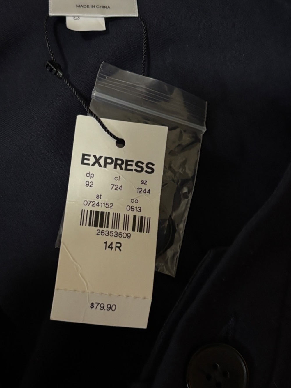 Express NWT Women’s Navy Button-Accent Dress Pants - Picture 6 of 6